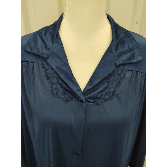 Vanity Fair Nightgown Button Down Medium Blue Nylon - Picture 2 of 5